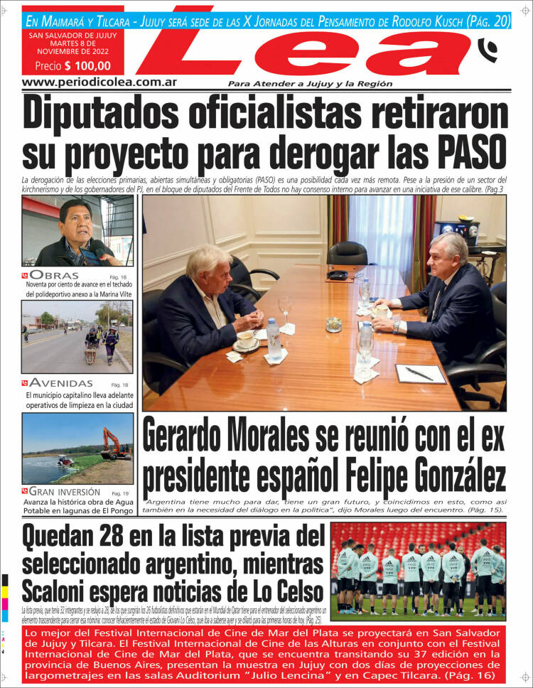 Portada de Periódico Lea (Argentina)