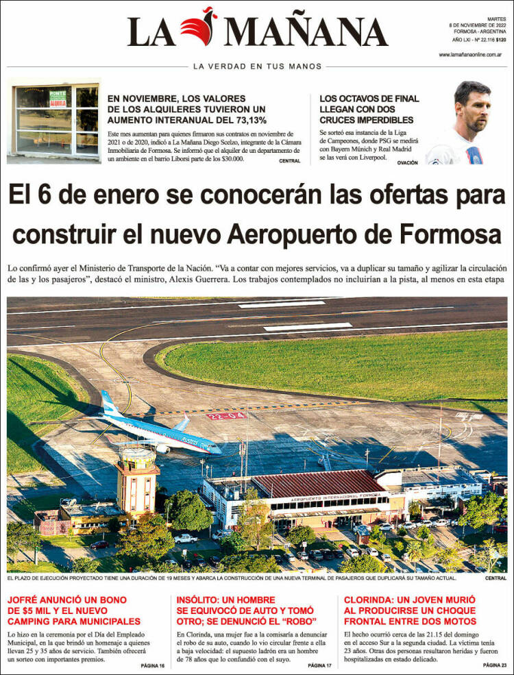 Portada de Diario La Mañana (Argentina)