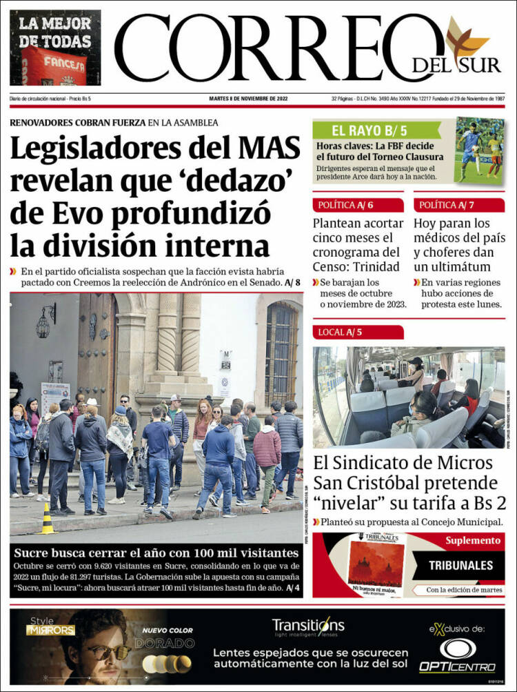 Portada de Correo Sur (Bolivia)