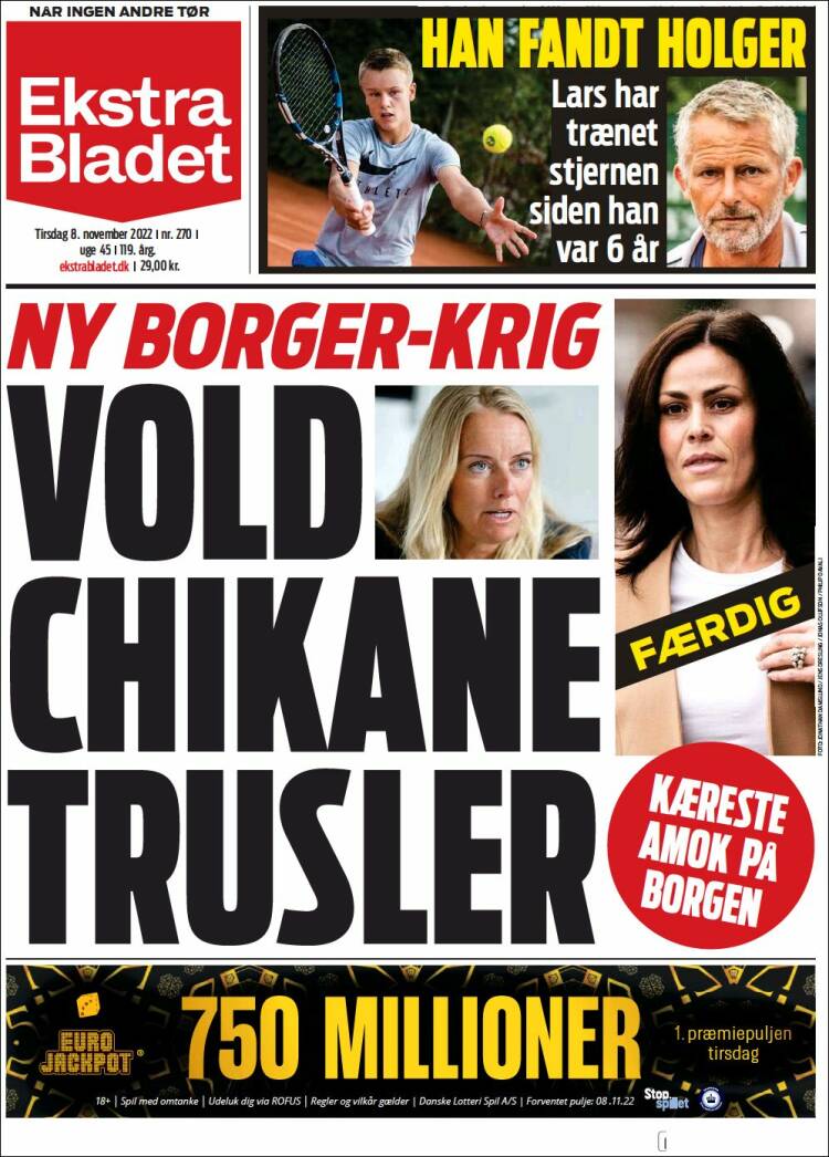 Newspaper Ekstra Bladet (Denmark). Newspapers In Denmark. Tuesday's ...