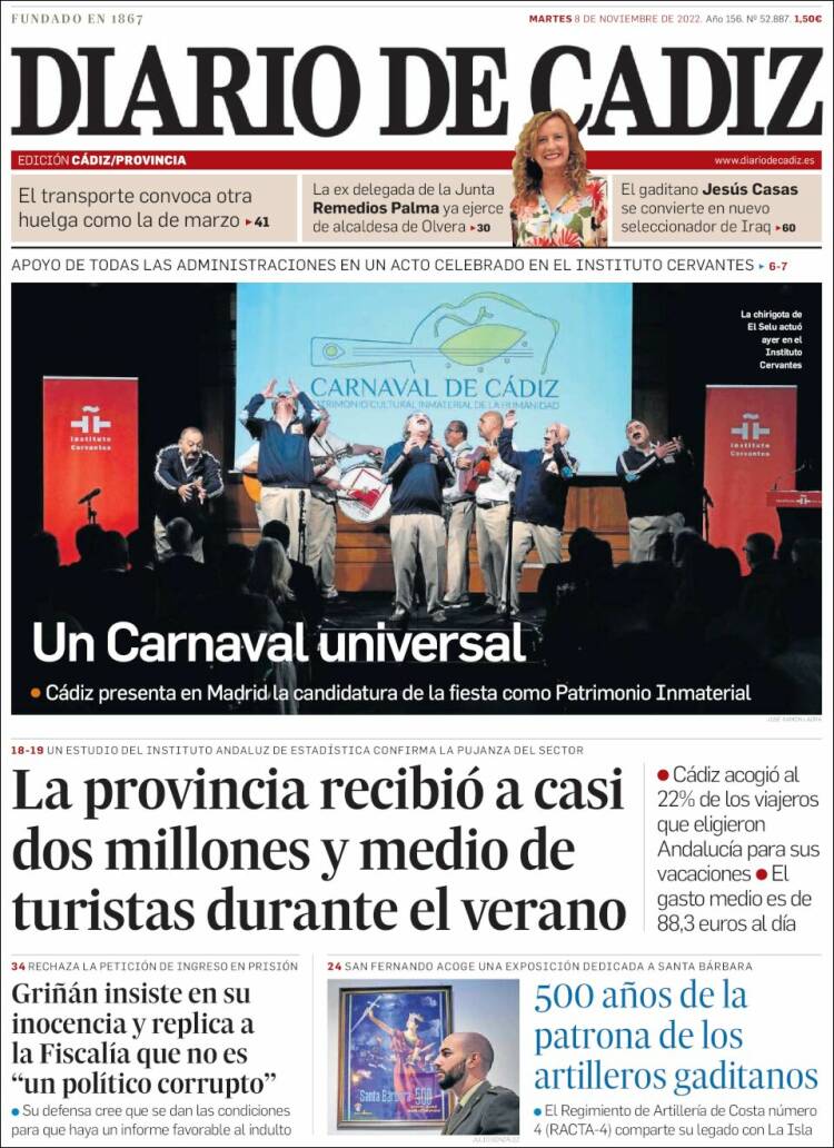 Portada de Diario de Cádiz (España)