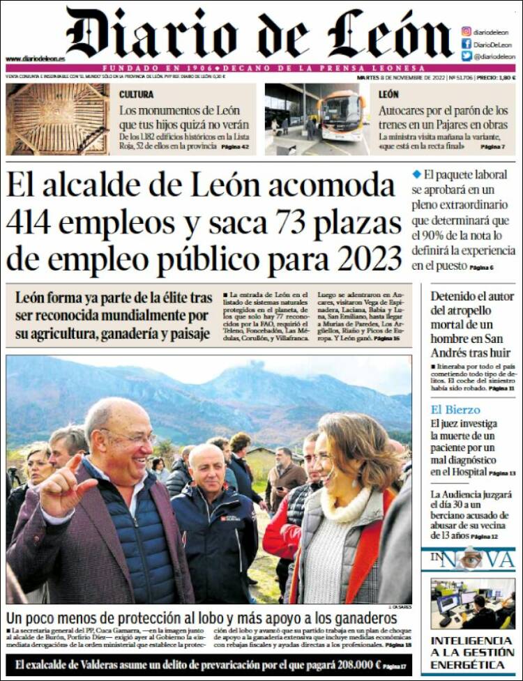 Portada de Diario de León (España)