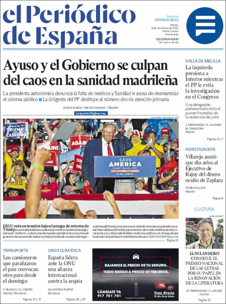 Portada de El Periódico de España (España)