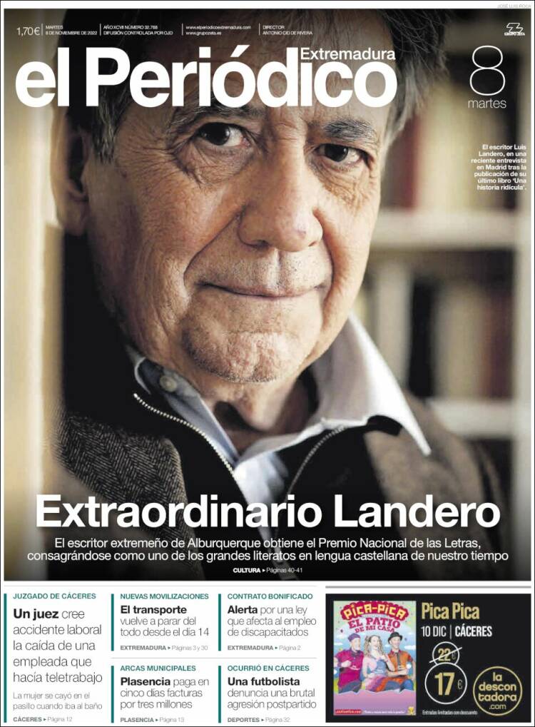 Portada de El Periódico de Extremadura (España)