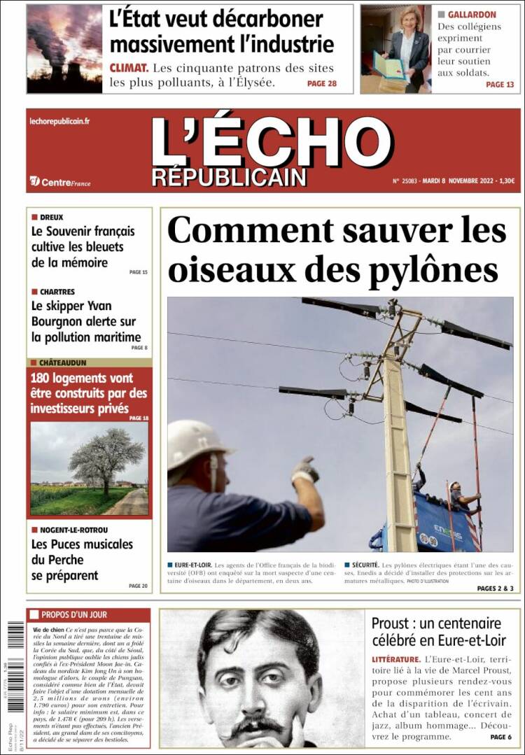 Portada de L'Echo Républicain (Francia)