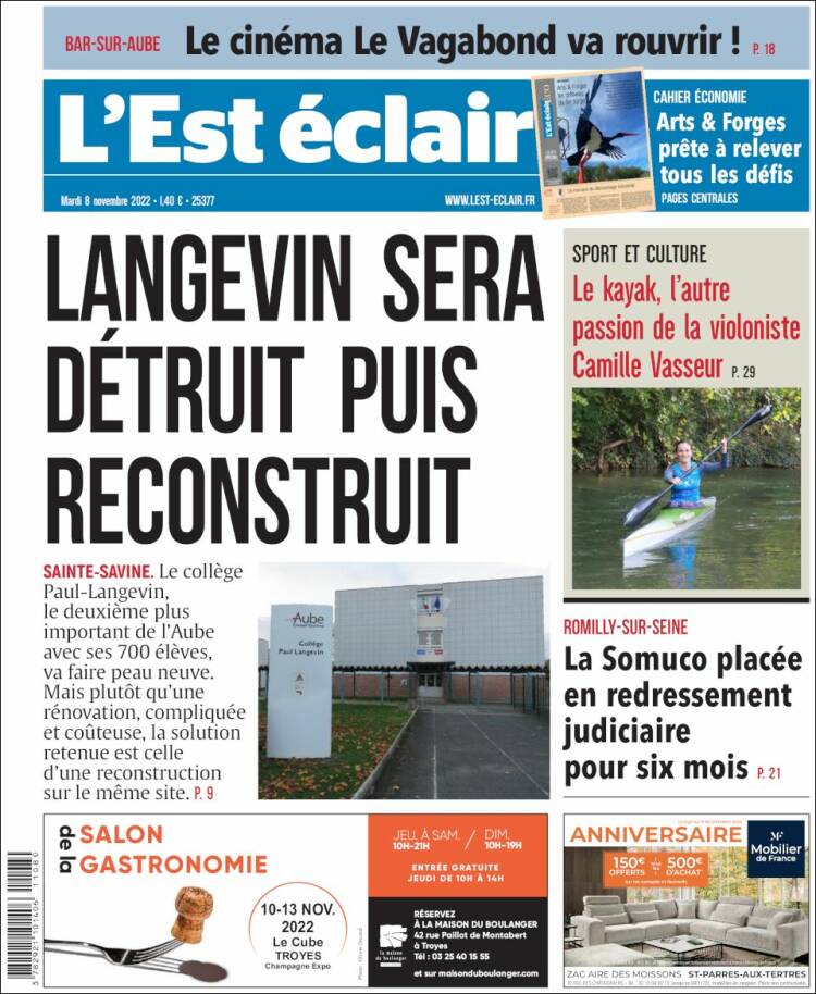 Portada de L'Est Eclair (Francia)