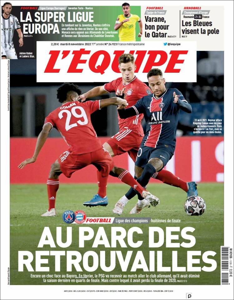 Portada de L'Equipe (Francia)