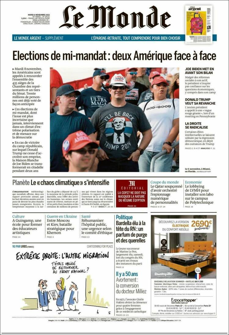 Portada de Le Monde (Francia)