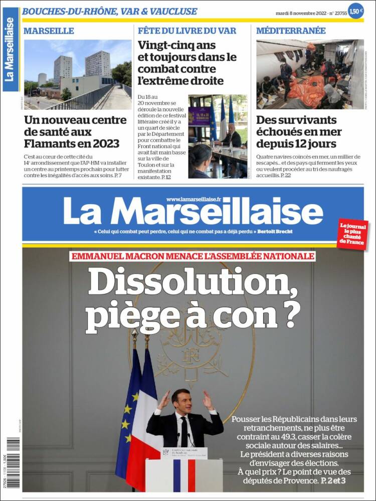 Portada de La Marseillaise (Francia)