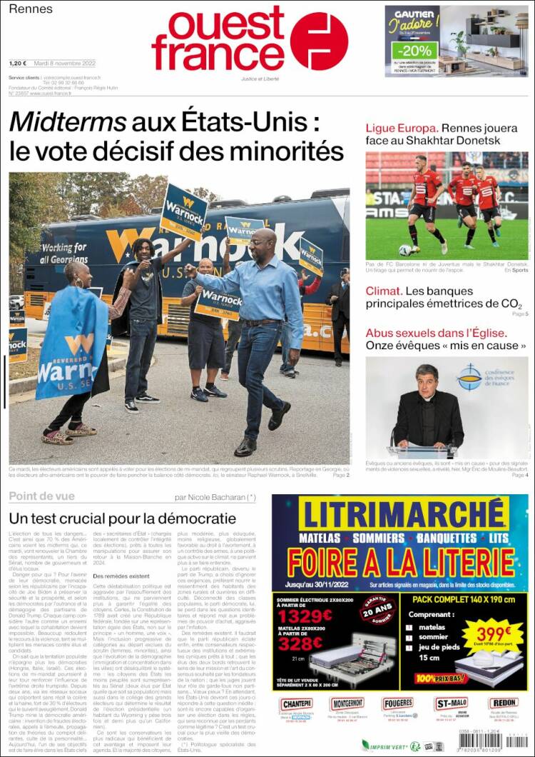 Portada de Ouest France (Francia)