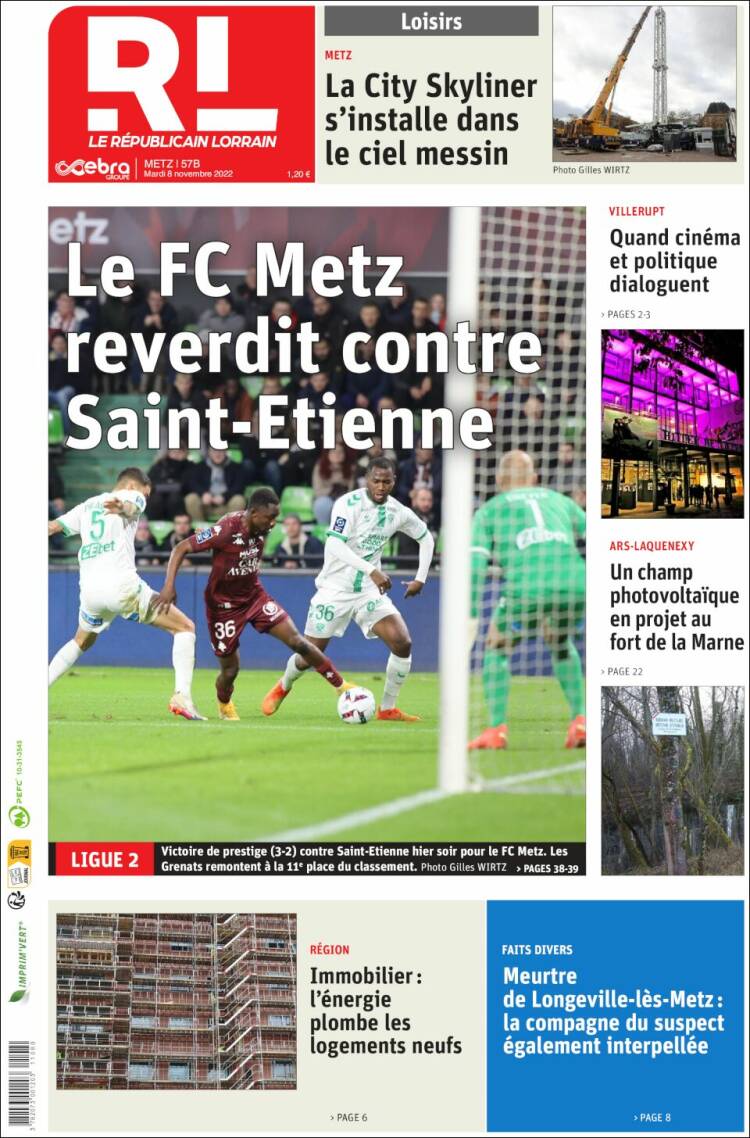 Portada de Le Republicain Lorrain (Francia)