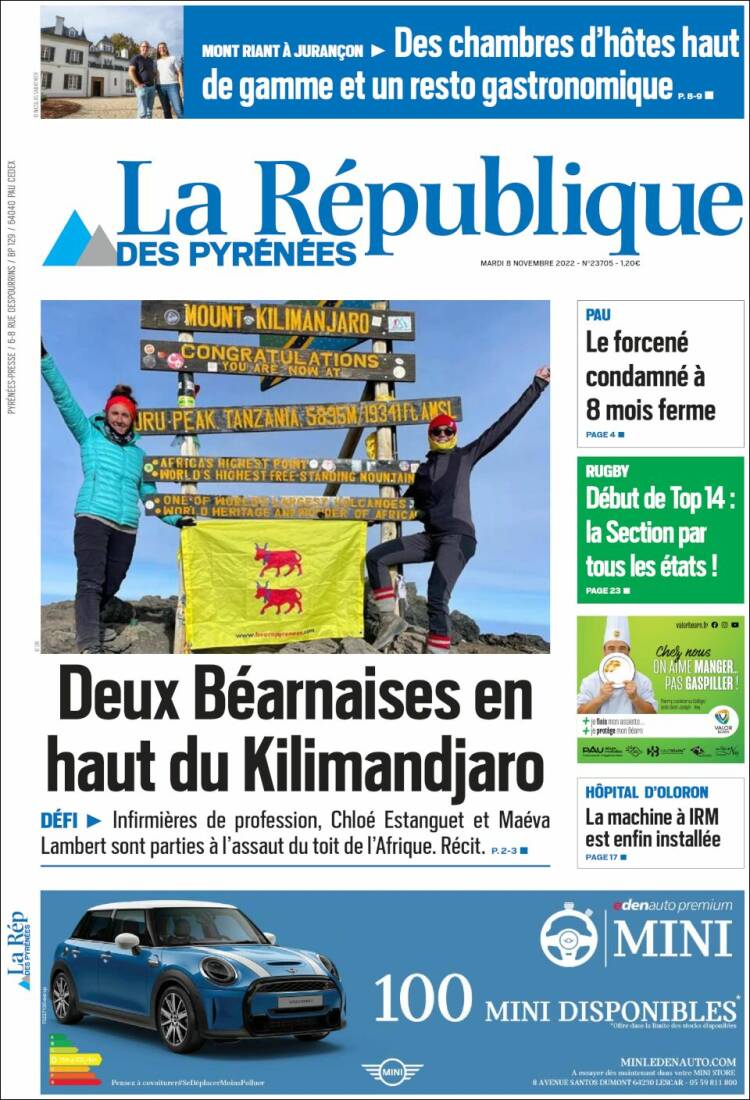 Portada de La République des Pyrénées (Francia)