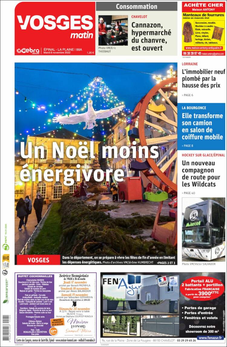 Portada de Vosges Matin (Francia)