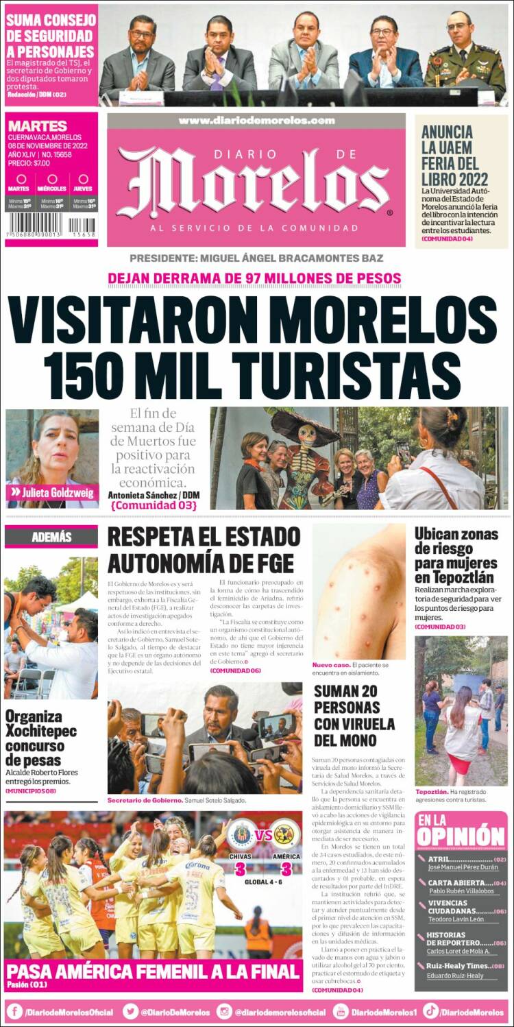 Portada de Diario de Morelos (Mexico)