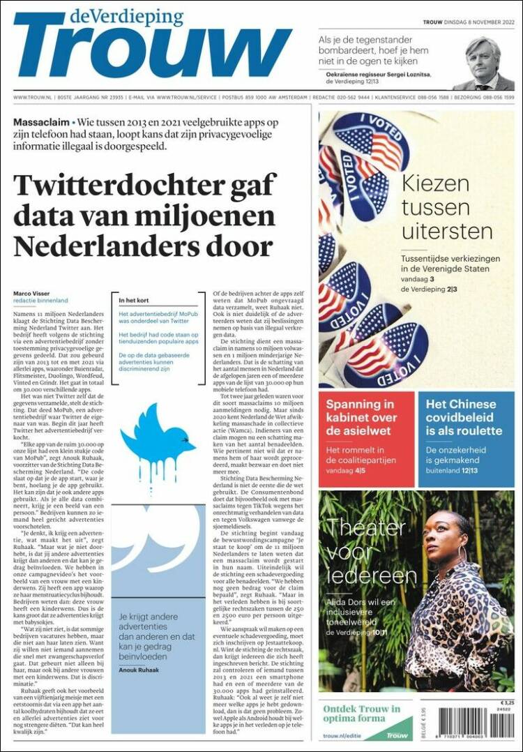 Portada de Trouw (Pa&iacute;ses Bajos)