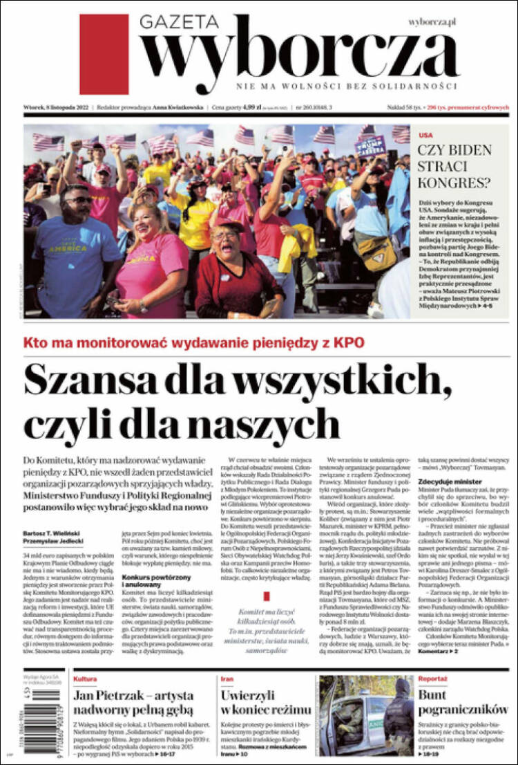 Portada de Gazeta Wyborcza (Polonia)