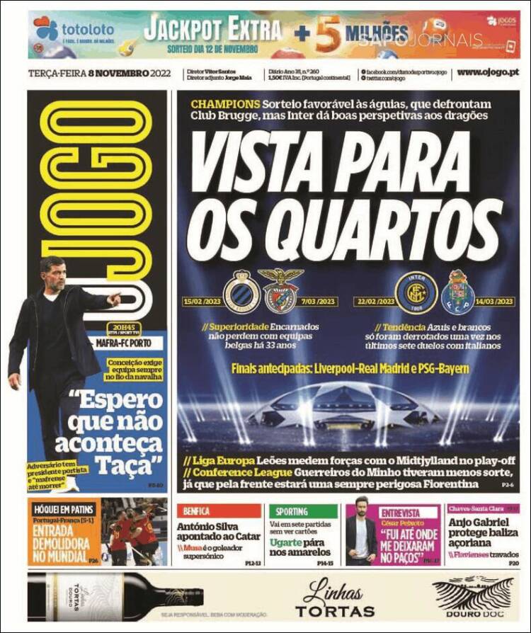 Portada de O Jogo (Portugal)