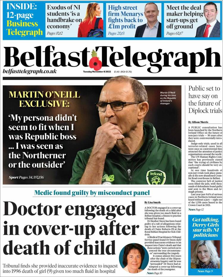 Portada de Belfast Telegraph (United Kingdom)