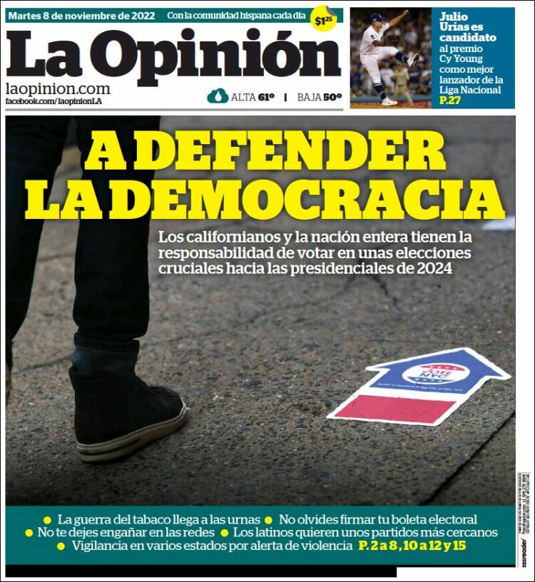 Portada de La Opinión (USA)