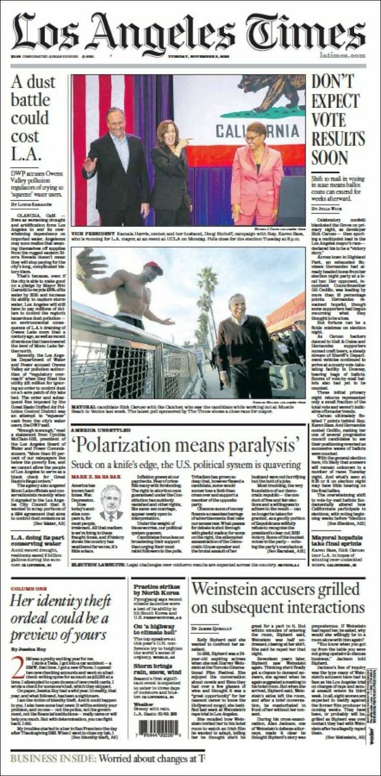 Portada de Los Angeles Times (USA)