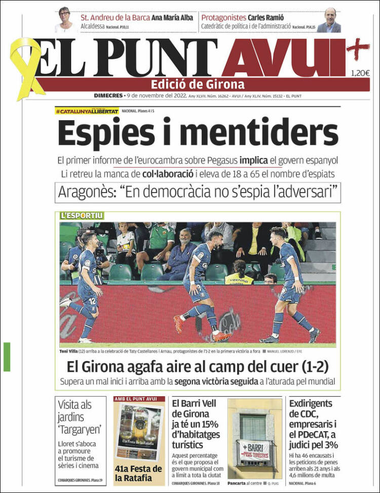 Portada de El Punt Avui - Girona (Spain)