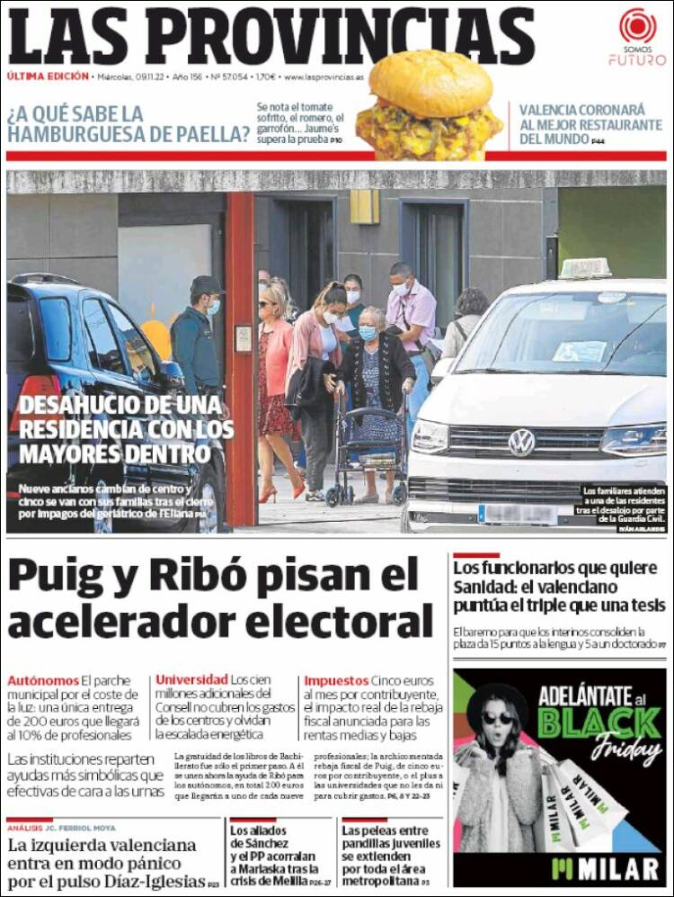 Portada de Las Provincias (España)