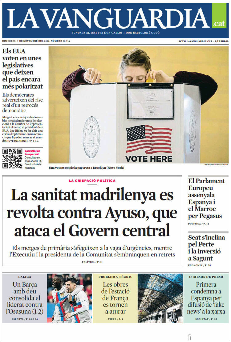 Portada de La Vanguardia (España)