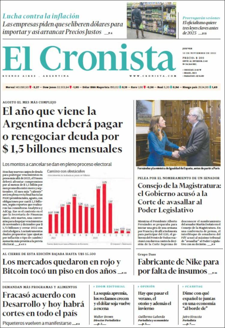 Portada de El Cronista Comercial (Argentina)