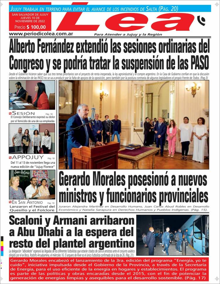 Portada de Periódico Lea (Argentina)