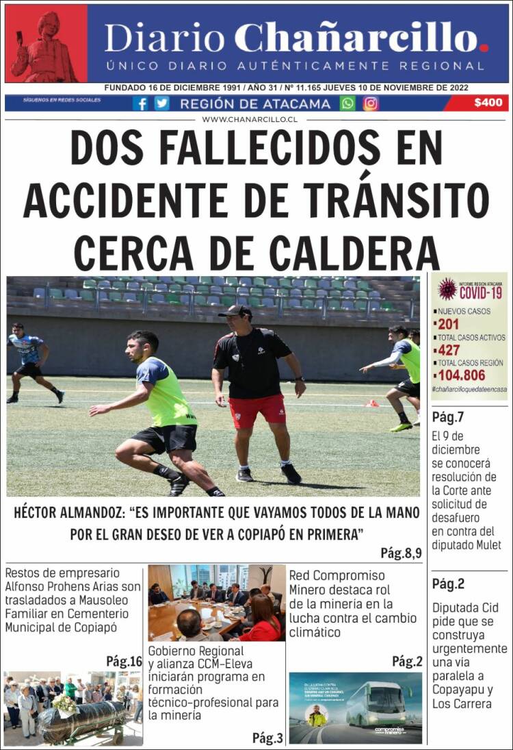 Portada de Diario Chañarcillo (Chili)