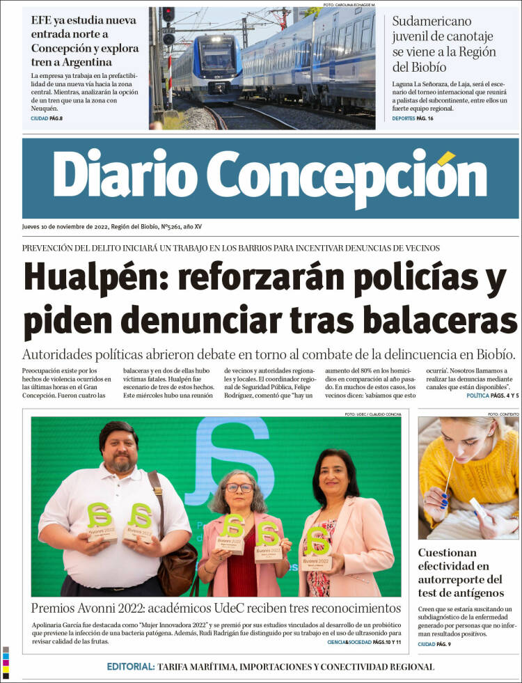 Portada de Diario de Concepción (Chili)