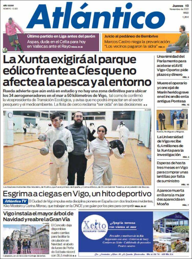 Portada de Atlántico Diario (España)