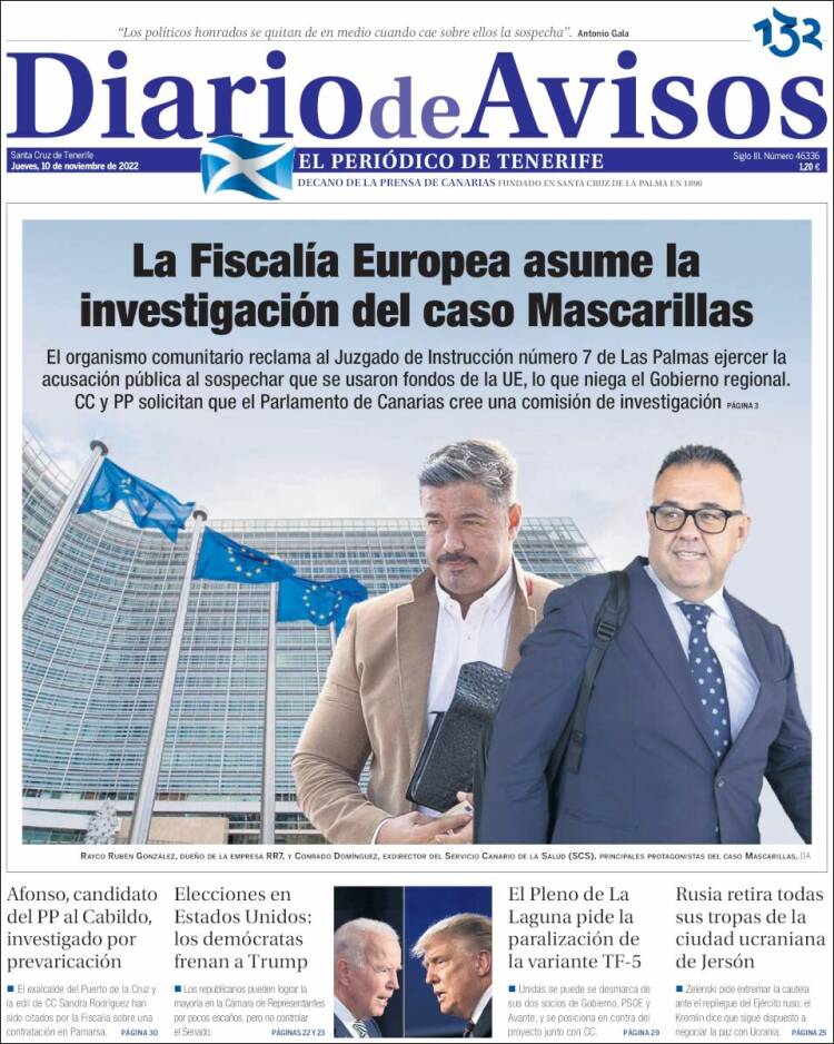 Portada de Diarios de Avisos (España)