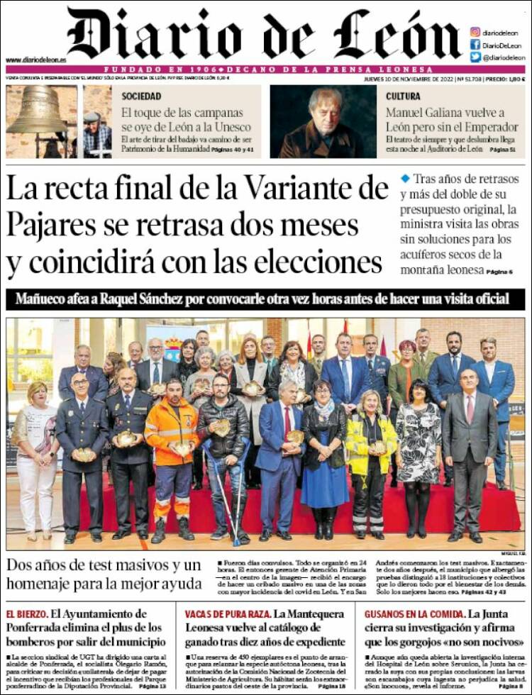 Portada de Diario de León (España)