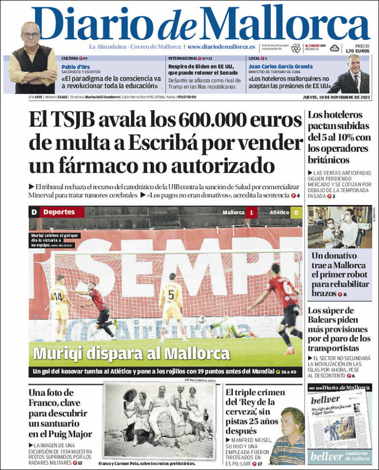 Portada de Diario de Mallorca (España)