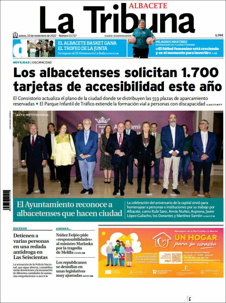 Portada de La Tribuna de Albacete (España)