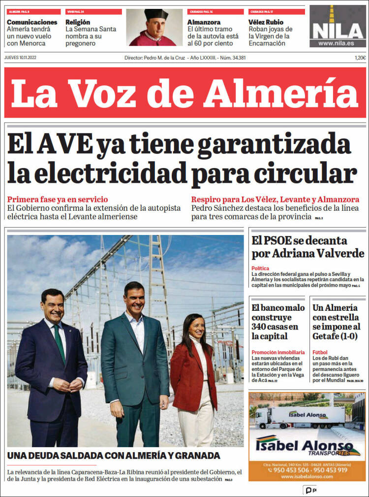 Portada de La Voz de Almería (Spain)
