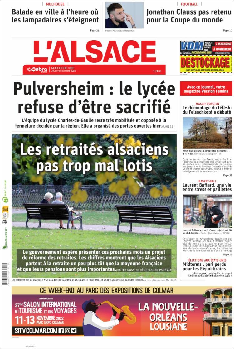 Portada de Journal L'Alsace (Francia)