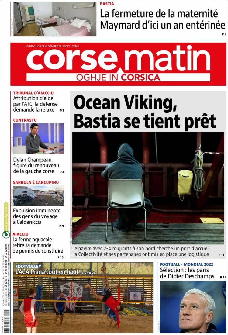 Portada de Corse-Matin (France)