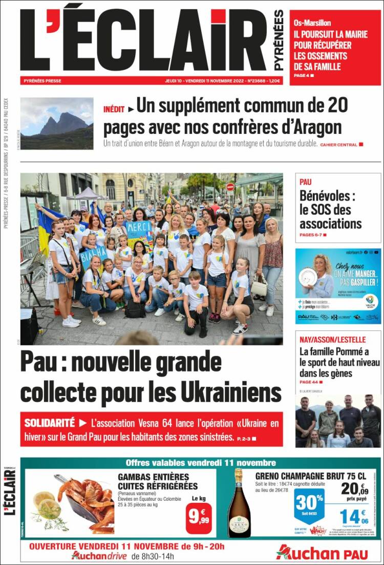 Portada de L'Eclair des Pyrénées (Francia)