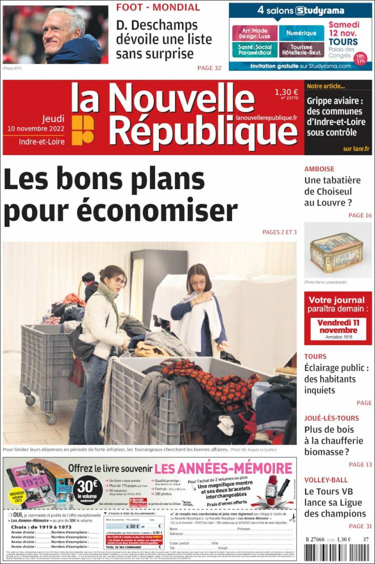 Portada de La Nouvelle Republique (France)