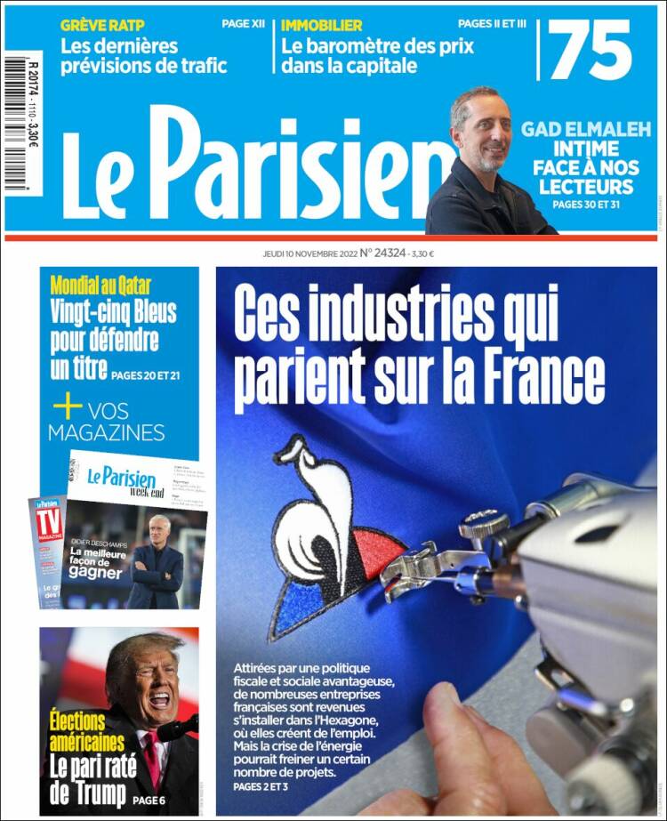 Portada de Le Parisien (Francia)