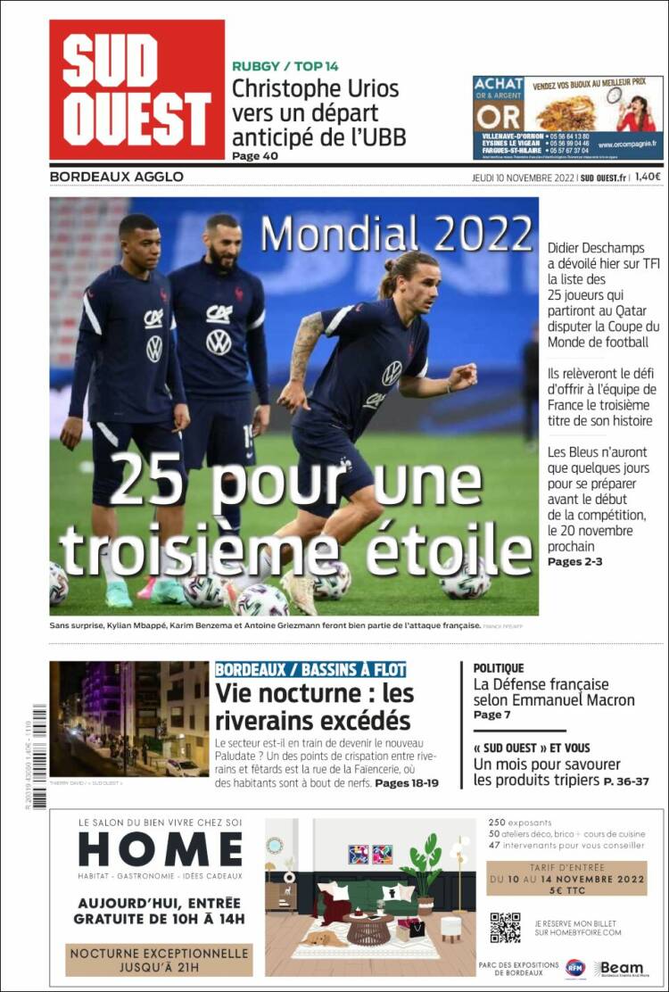 Portada de Sud Ouest (France)