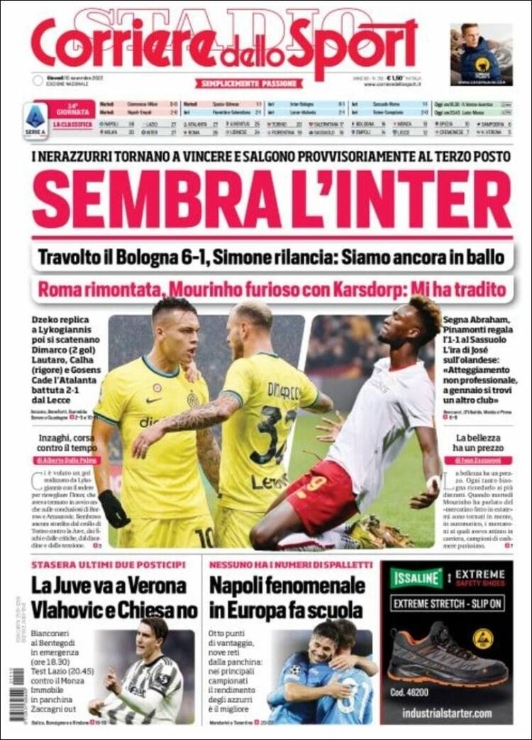 Portada de Corriere dello Sport (Italia)