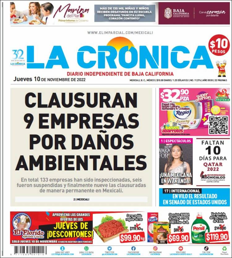 Portada de La Crónica de Baja California (México)