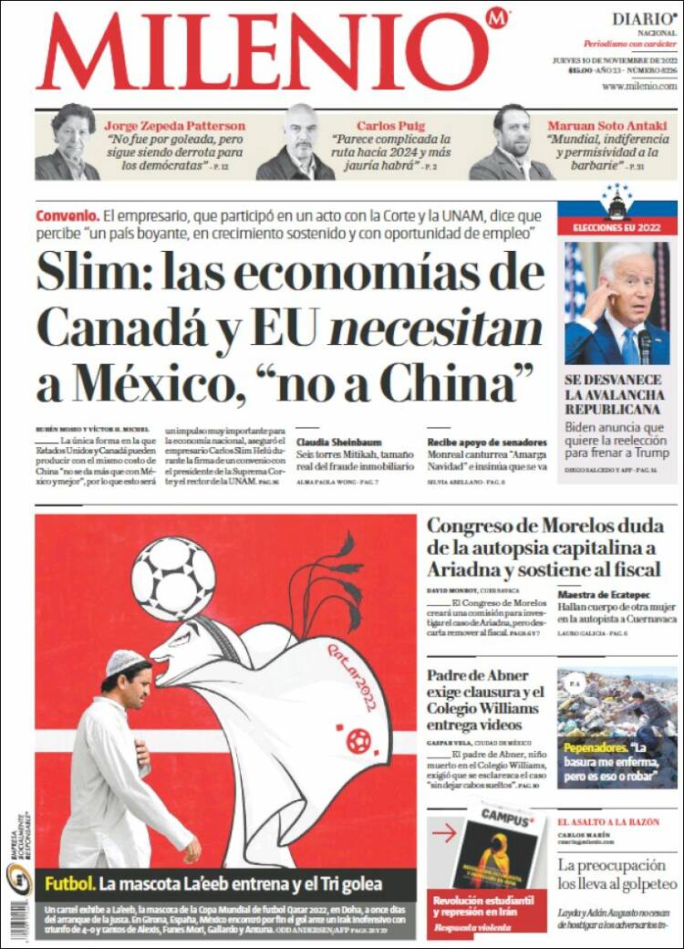 Portada de Milenio (Mexique)