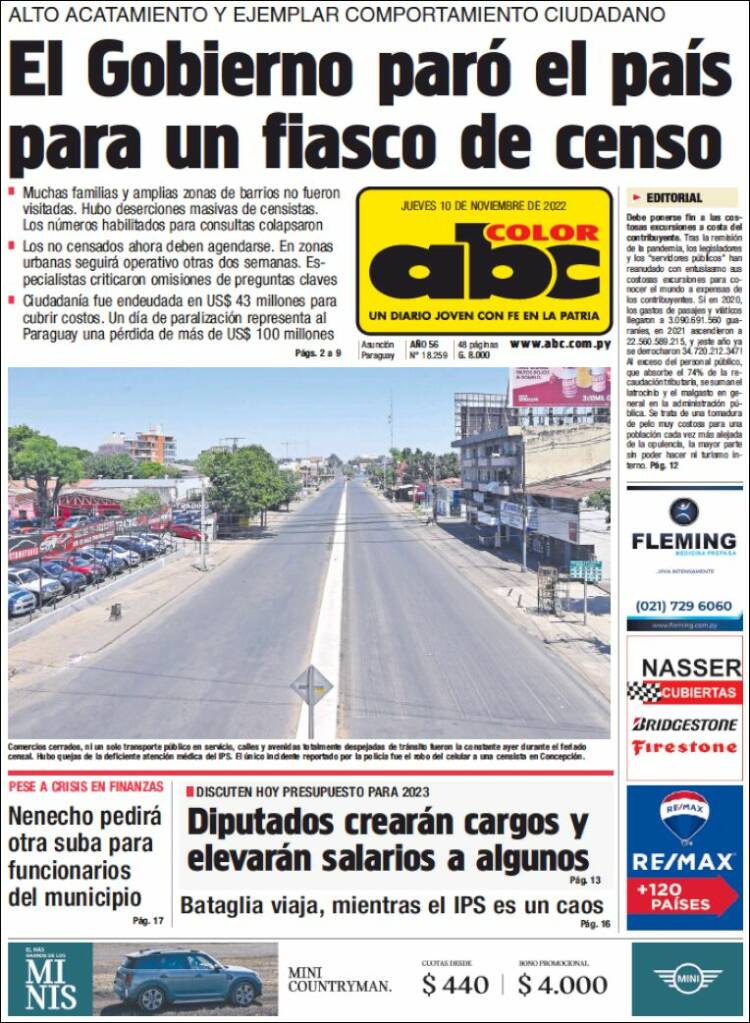 Portada de ABC Color (Paraguay)