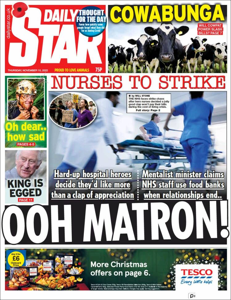 Portada de Daily Star (Reino Unido)