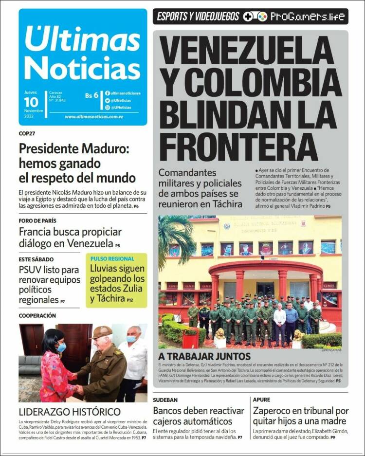 Portada de Últimas Noticias (Venezuela)