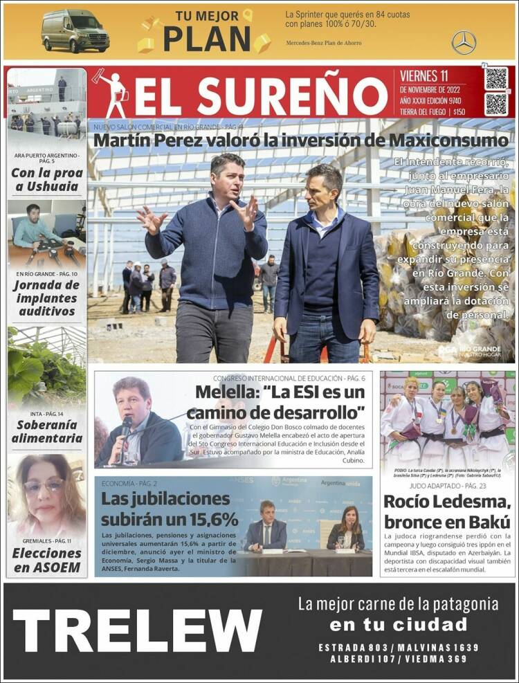 Portada de Diario El Sureño (Argentina)